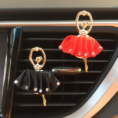 Rhinestone Ballet Girls Освежител за въздух в колата Парфюм Мирис Auto Interior Decor Outlet Vents Clip Нов автомобилен аксесоар за дама