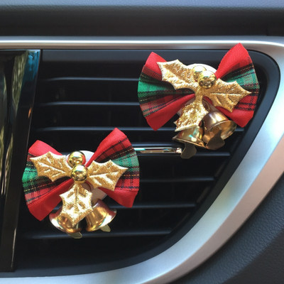 Clopoțel de Crăciun Decor pentru mașină Clip de aerisire Cadou drăguț Miros de bowknot Odorizant în mașină Parfum solid Accesoriu interior auto