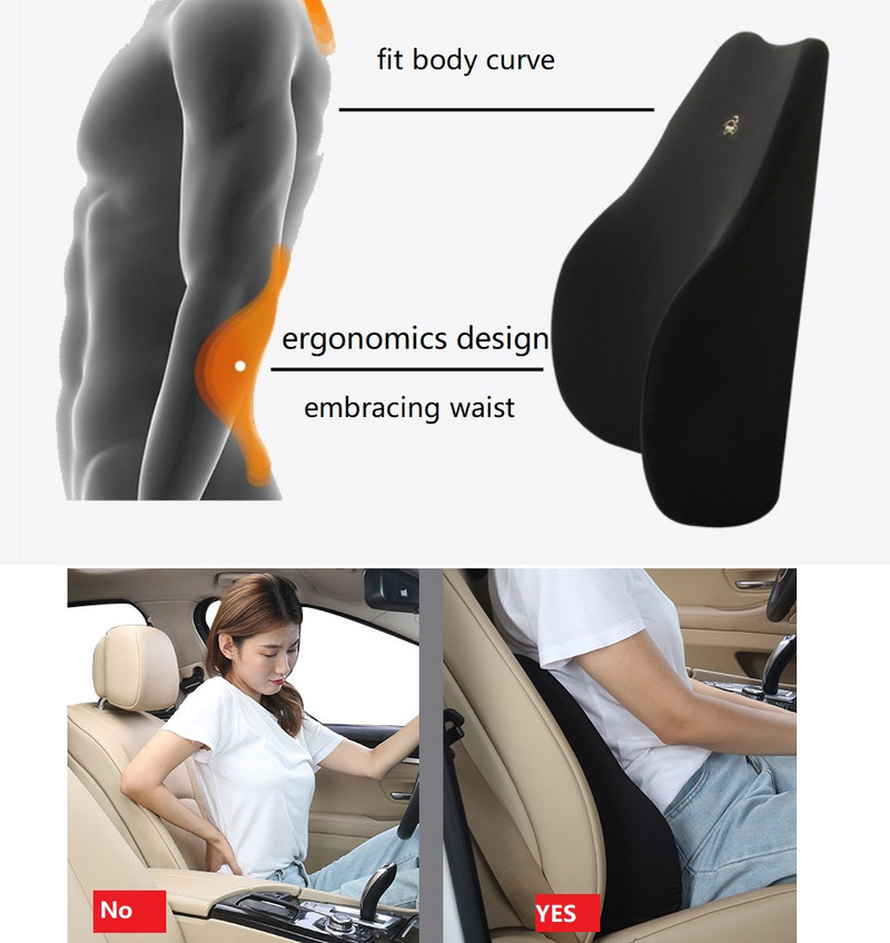 Minkšta automobilinė pagalvė juosmens atrama Automobilinės sėdynės pagalvėlė Atminties putplasčio poliesterio atlošo pagalvė Ortopedinė skausmą malšinanti ortopedinė pagalvė
