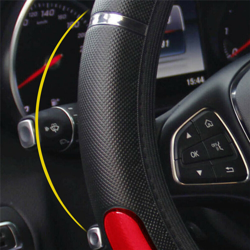 Auto rattakatted Universaalne kaitstud roolikorpus Auto sisekatted Dekoratsiooniga nahkkate roolirattale