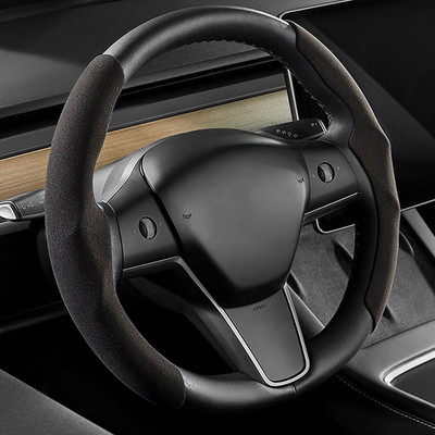 Kormánykerekek burkolata Tesla Model 3 Model Y-hez Velúr csúszásmentes autó dekor Model3-hoz Velúr légáteresztő védelem 38cm 2022 Új