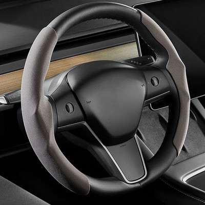 Kormánykerekek burkolata Tesla Model 3 Model Y-hez Velúr csúszásmentes autó dekor Model3-hoz Velúr légáteresztő védelem 38cm 2022 Új