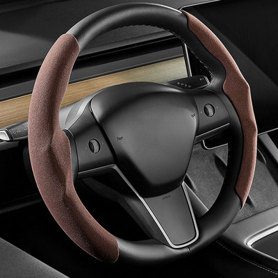 Kormánykerekek burkolata Tesla Model 3 Model Y-hez Velúr csúszásmentes autó dekor Model3-hoz Velúr légáteresztő védelem 38cm 2022 Új