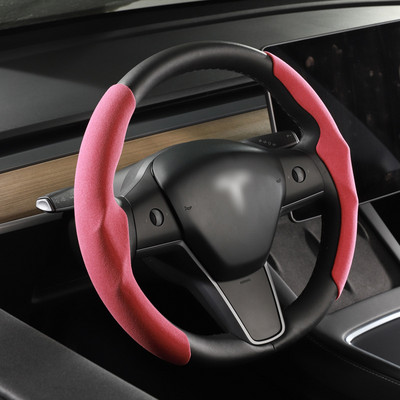 Kormánykerekek burkolata Tesla Model 3 Model Y-hez Velúr csúszásmentes autó dekor Model3-hoz Velúr légáteresztő védelem 38cm 2022 Új