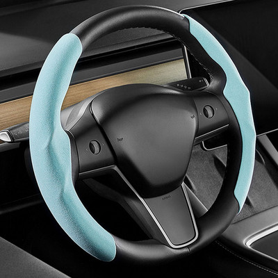 Kormánykerekek burkolata Tesla Model 3 Model Y-hez Velúr csúszásmentes autó dekor Model3-hoz Velúr légáteresztő védelem 38cm 2022 Új