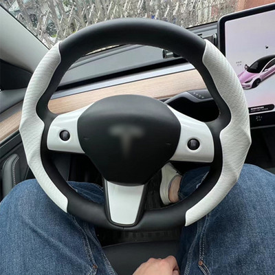 Kormánykerekek burkolata Tesla Model 3 Model Y-hez Velúr csúszásmentes autó dekor Model3-hoz Velúr légáteresztő védelem 38cm 2022 Új