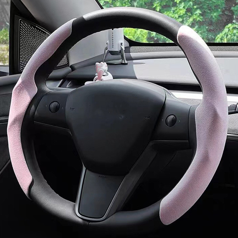 Kormánykerekek burkolata Tesla Model 3 Model Y-hez Velúr csúszásmentes autó dekor Model3-hoz Velúr légáteresztő védelem 38cm 2022 Új