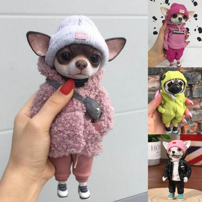 Car Ornaments Handmade Dog Doll Car Interior Resin Standing Puppy Toy Figure Lovely Dog Statue Patio Lawn Standing Dog Figurine