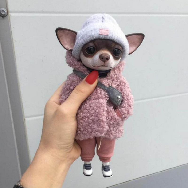 Ornamente pentru mașină, făcută manual, păpușă de câine, interior de mașină, rășină, în picioare, jucărie, figurină de câine încântător, statuie de câine pentru curte, peluză, figurină de câine în picioare