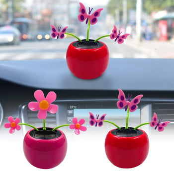 Solar Power Flip Flip Flower Suower Rose For Car Swing Χορεύοντας Λουλούδι Παιχνίδι Αυτοκινήτου Εσωτερικά Διακοσμητικά Αυτοκινήτου Styling