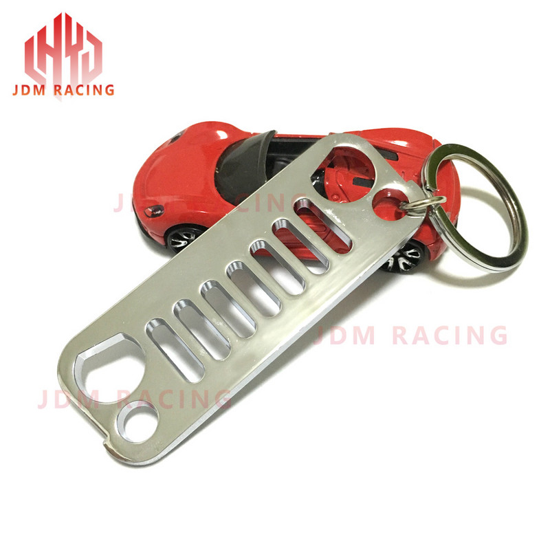 Hot Car kulcstartó függő Rozsdamentes acél grill kulcstartó kulcstartó Jeep Grill kulcstartóhoz CJ JK TJ YJ XJ