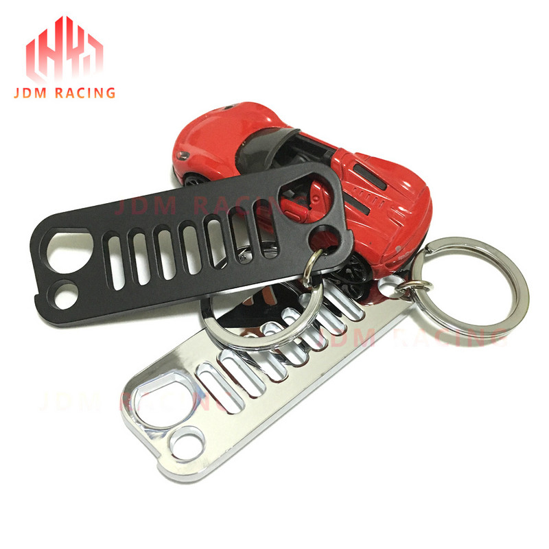 Hot Car kulcstartó függő Rozsdamentes acél grill kulcstartó kulcstartó Jeep Grill kulcstartóhoz CJ JK TJ YJ XJ