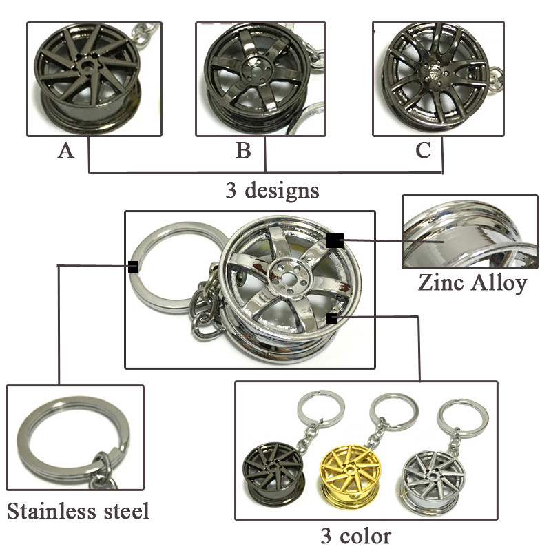 Breloc pentru jante de mașină din aliaj de zinc negru pentru butuc de reglare Mini breloc piese auto Breloc pentru bărbați iubitorii de mașini de afaceri de lux