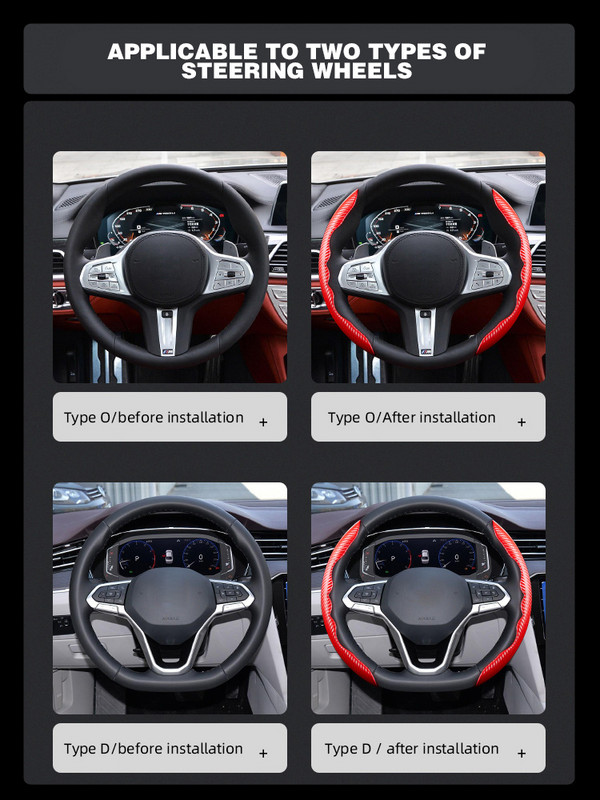 2kom kožna navlaka za upravljač automobila od ugljičnih vlakana 1K kožna PVC navlaka za pojačanje kotača od mikro vlakana Neklizajuća univerzalna