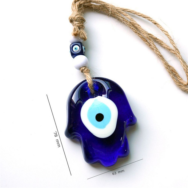 1 db Evil Eye sötétkék autó függő dísz, hátulsó tükör üveg áldásos autódísz Negatív energiát tükröző járművezető ajándék