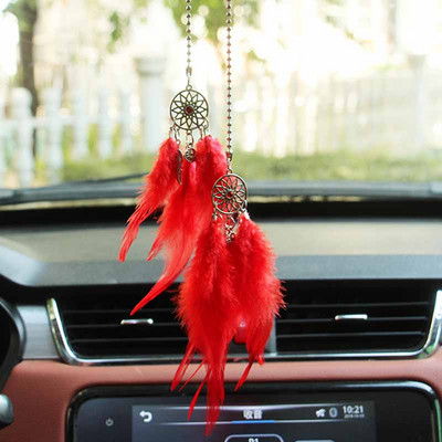 5 színű mini autó akasztós dekorációs díszek Etnikai stílusú autó akasztós Car Dream Catcher medál Álomfogó Kézzel készített belső tér