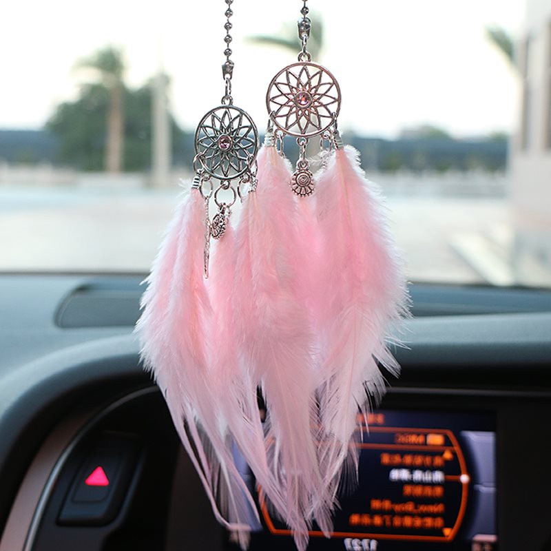 5 színű mini autó akasztós dekorációs díszek Etnikai stílusú autó akasztós Car Dream Catcher medál Álomfogó Kézzel készített belső tér