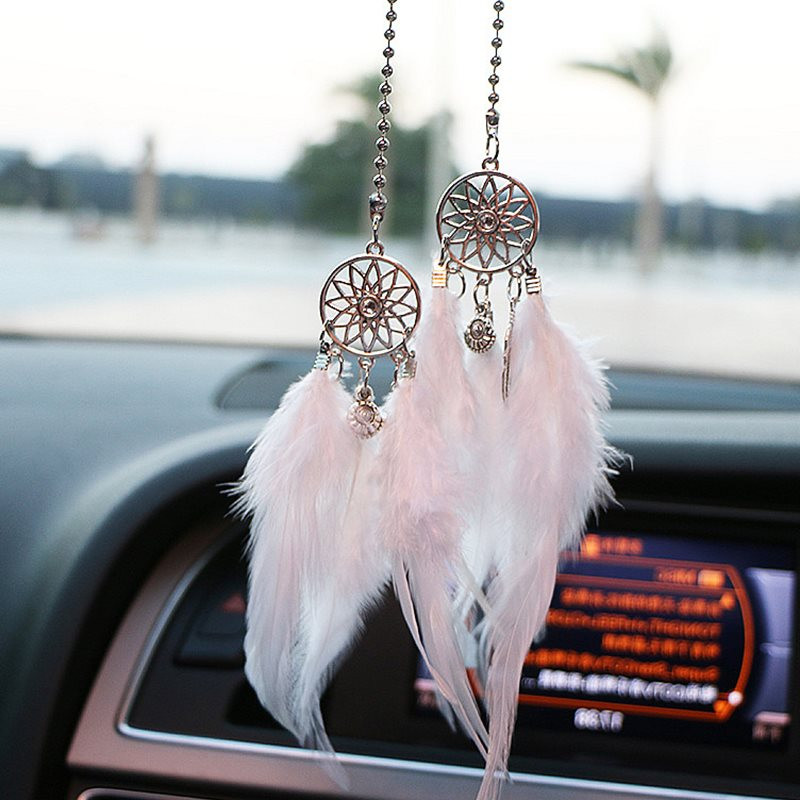 5 színű mini autó akasztós dekorációs díszek Etnikai stílusú autó akasztós Car Dream Catcher medál Álomfogó Kézzel készített belső tér