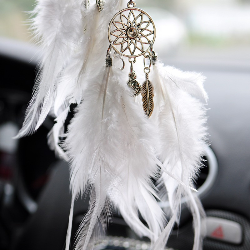 5 színű mini autó akasztós dekorációs díszek Etnikai stílusú autó akasztós Car Dream Catcher medál Álomfogó Kézzel készített belső tér