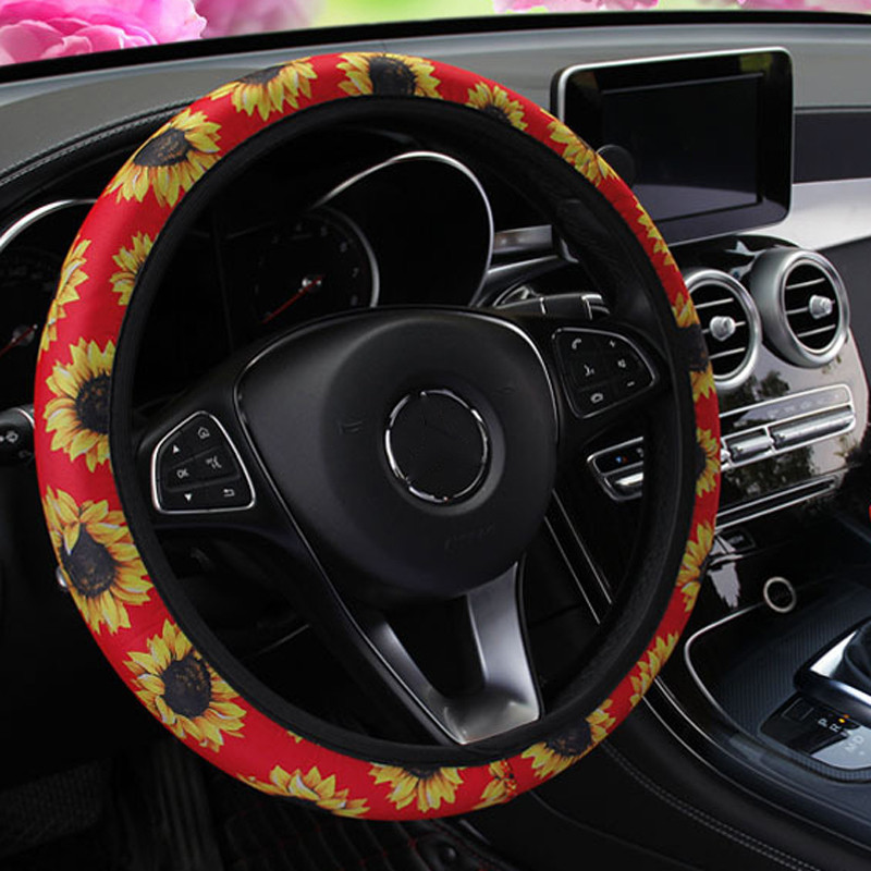 37-38 cm-es autó kormánykerék burkolat Daisy Flower autó belső dekoráció kötött kormánykerék burkolat Univerzális autótartozékok