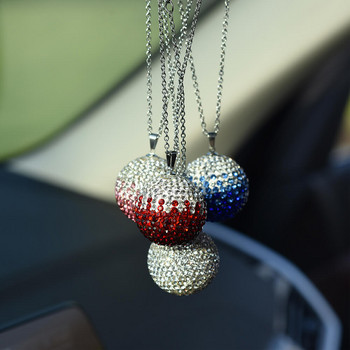 Bling Car Decor Κρυστάλλινη μπάλα Κρεμαστό καθρέφτη πίσω όψης Γούρι στρας στολίδι αξεσουάρ για γυναίκες