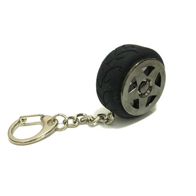 Autóalkatrész modell Fém kulcstartó kulcstartó tartó keréktárcsa gumi kulcstartó könnyűfém kerékagy kreatív ajándék autó szerelmeseinek