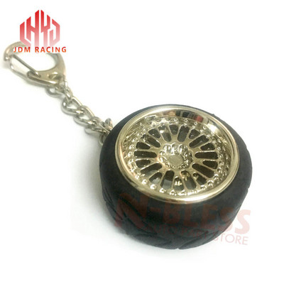 Autóalkatrész modell Fém kulcstartó kulcstartó tartó keréktárcsa gumi kulcstartó könnyűfém kerékagy kreatív ajándék autó szerelmeseinek