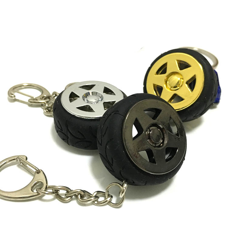 Autóalkatrész modell Fém kulcstartó kulcstartó tartó keréktárcsa gumi kulcstartó könnyűfém kerékagy kreatív ajándék autó szerelmeseinek