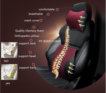 Μαξιλάρι αυτοκινήτου Μαξιλάρι οσφυϊκής στήριξης Αυτοκίνητο κάθισμα αυτοκινήτου Πλάτη λαιμού Σετ μαξιλαριού Memory Foam Βαμβακερό στήριγμα μέσης Εργονομική αναπνεύσιμη πλάτη