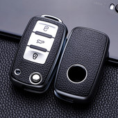 Ādas automašīnas atslēgu futrālis atslēgas pilns vāks aizsargapvalks VW Volkswagen Polo Tiguan Passat Golf Jetta Lavida Skoda Octavia