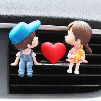 Lovely Boy Girl Αξεσουάρ διακόσμησης αυτοκινήτου για ζευγάρια Εσωτερικών καρτούν Lovers Car Perfume Air Vent Clip Χαριτωμένο δώρο Auto Decoration