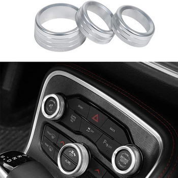 3 τεμ. Κουμπί κουμπιού ήχου κλιματιστικού αυτοκινήτου Διακοσμητικό δαχτυλίδι από κράμα αλουμινίου για φορτιστή Dodge Challenger RT/SXT/ Scat 2015-2020