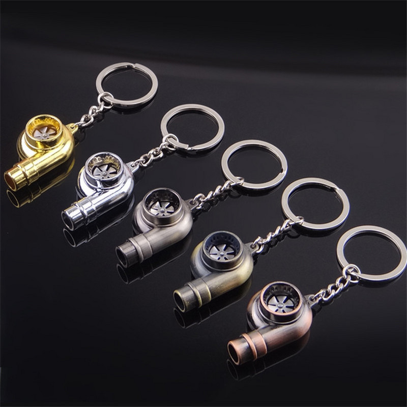 Valódi Whistle Sound turbó kulcstartó hüvely csapágy forgó autóalkatrész modell turbina turbófeltöltő kulcstartó gyűrű kulcstartó kulcstartó