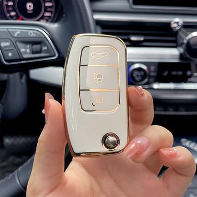 Husă pentru chei de mașină din TPU cu 3 butoane pentru cheie pliabilă pentru Ford Fiesta Focus 2 Ecosport Kuga Escape Falcon B-Max C-Max Eco Sport Galaxy