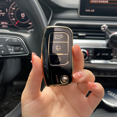 Husă pentru chei de mașină din TPU cu 3 butoane pentru cheie pliabilă pentru Ford Fiesta Focus 2 Ecosport Kuga Escape Falcon B-Max C-Max Eco Sport Galaxy