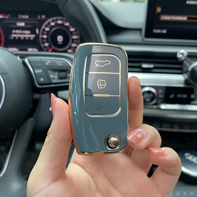 Husă pentru chei de mașină din TPU cu 3 butoane pentru cheie pliabilă pentru Ford Fiesta Focus 2 Ecosport Kuga Escape Falcon B-Max C-Max Eco Sport Galaxy