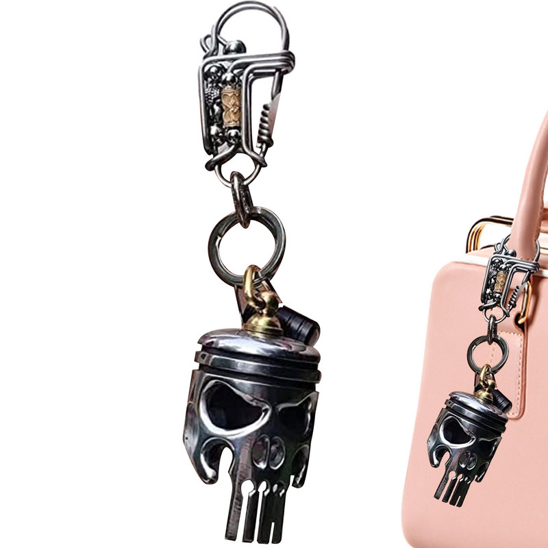 Μπρελόκ Skull Art Piston Keychain Alloy Σκελετός μπρελόκ με φακό και ανοιχτήρι μπουκαλιών Μίνι κρεμαστό εσωτερικό αυτοκινήτου