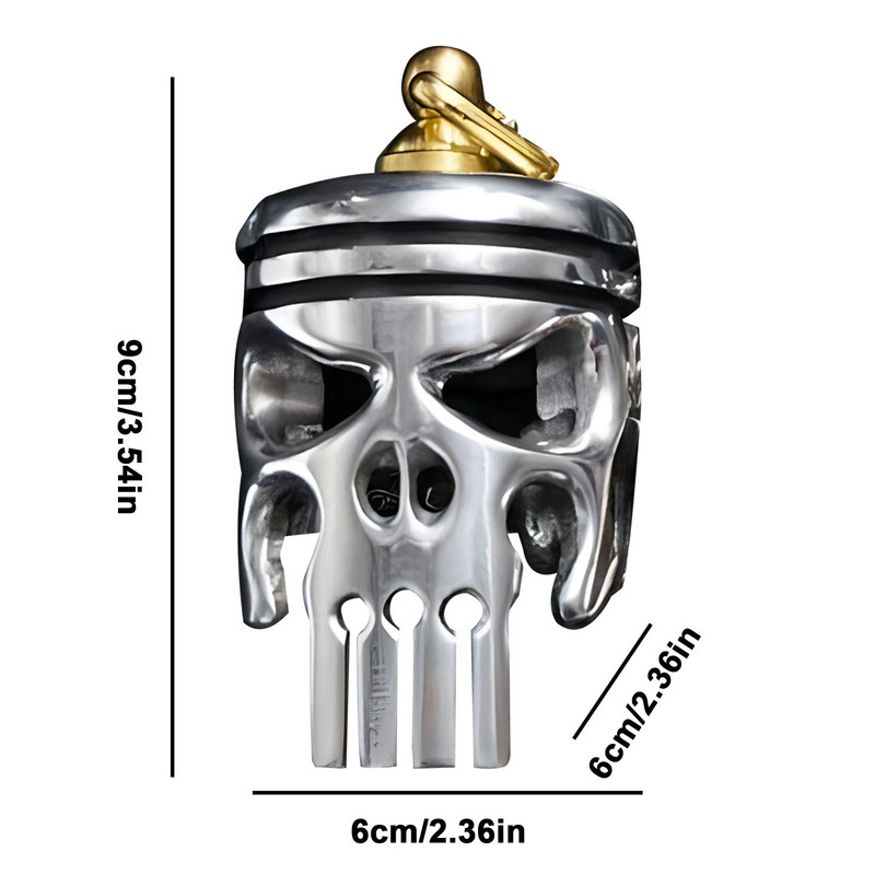 Μπρελόκ Skull Art Piston Keychain Alloy Σκελετός μπρελόκ με φακό και ανοιχτήρι μπουκαλιών Μίνι κρεμαστό εσωτερικό αυτοκινήτου