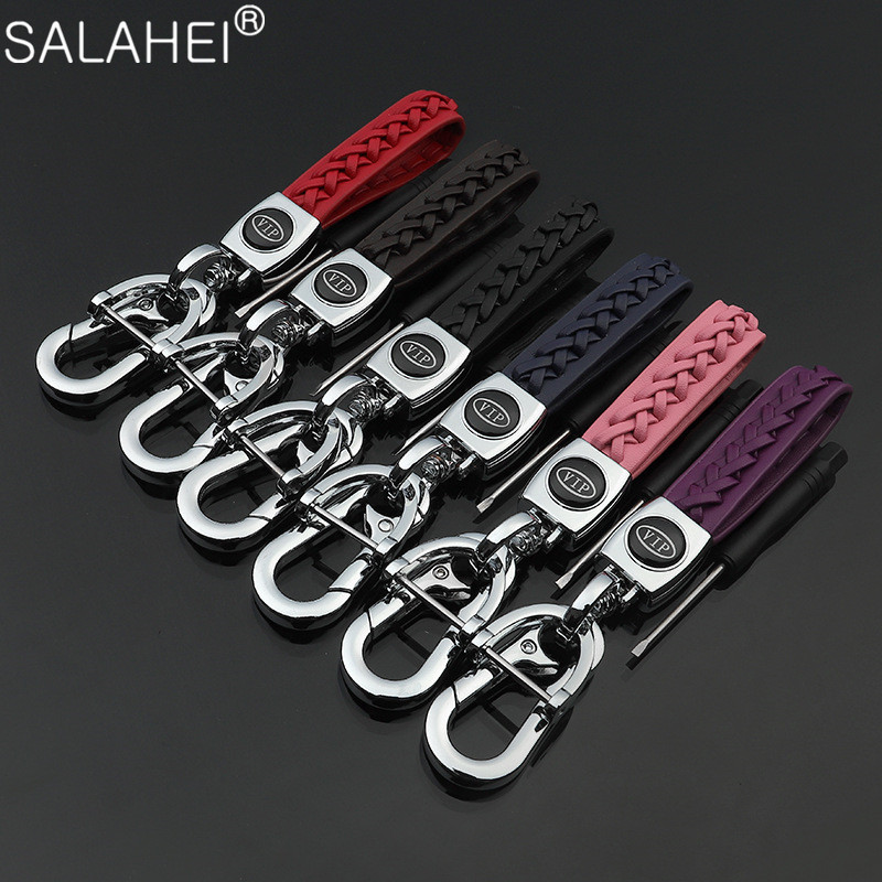 Metall+nahk auto võtmehoidja võtmehoidja võtmehoidja BMW Hyundai Lexus Audi Mercedes VW Ford Mazda Jaguar Skoda jne jaoks auto stiil