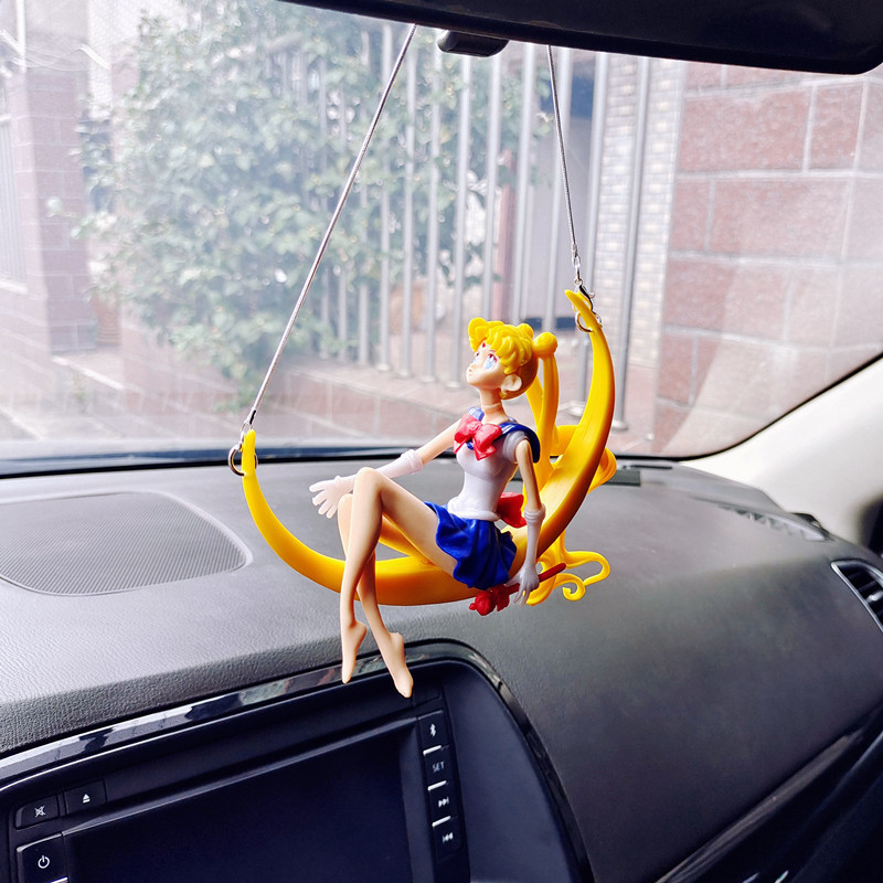 Κρεμαστό εσωτερικό αυτοκινήτου Χαριτωμένο Anime Swing Sailor Moon Hanging Auto Rearview Mirror Όμορφη κοπέλα Διακόσμηση Αξεσουάρ Δώρα για κορίτσια