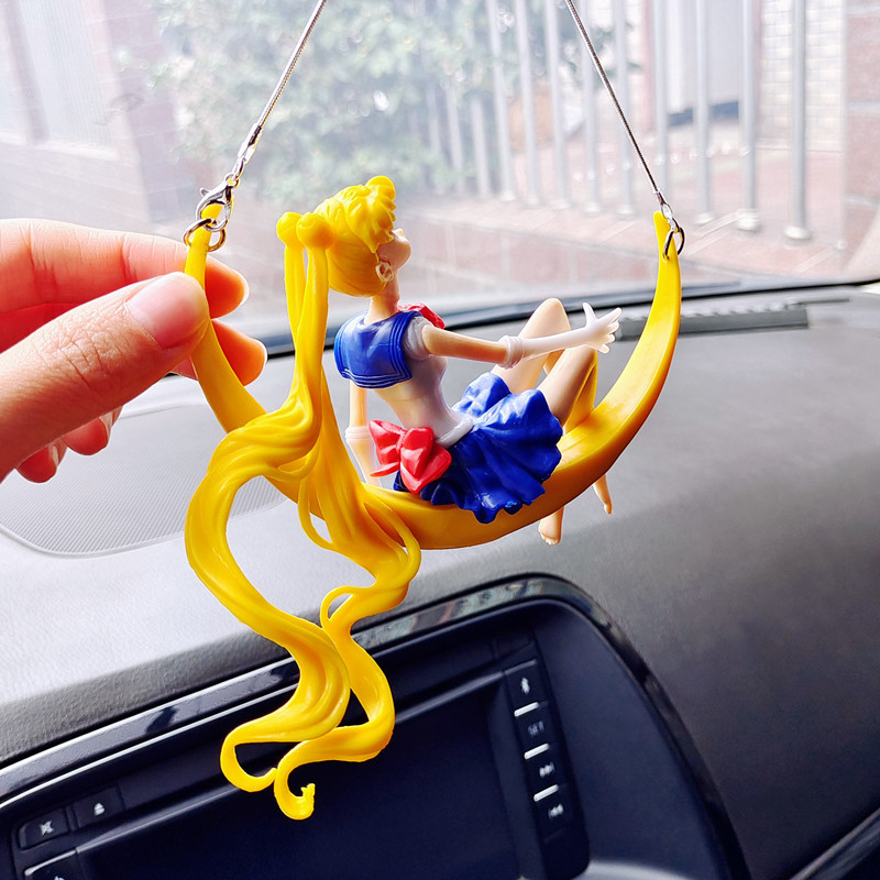 Κρεμαστό εσωτερικό αυτοκινήτου Χαριτωμένο Anime Swing Sailor Moon Hanging Auto Rearview Mirror Όμορφη κοπέλα Διακόσμηση Αξεσουάρ Δώρα για κορίτσια