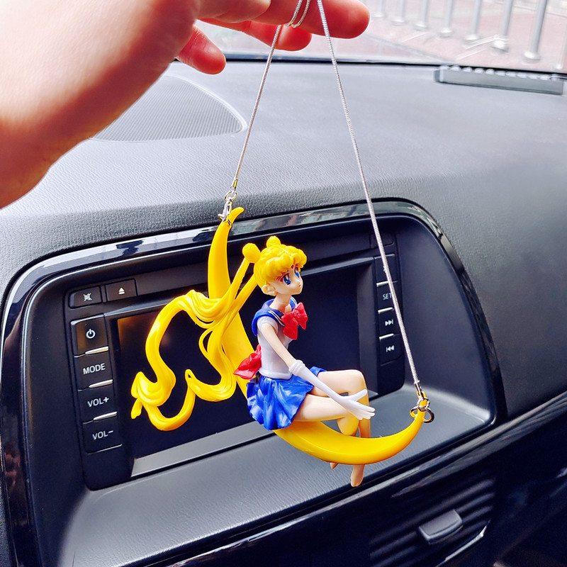Κρεμαστό εσωτερικό αυτοκινήτου Χαριτωμένο Anime Swing Sailor Moon Hanging Auto Rearview Mirror Όμορφη κοπέλα Διακόσμηση Αξεσουάρ Δώρα για κορίτσια