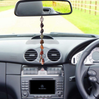 7 Τσάκρα πολύτιμος λίθος Φούντα πνευματικό μενταγιόν αυτοκινήτου Reiki Healing Home Auto Hanging Στολίδι Διακόσμηση από φυσική πέτρα