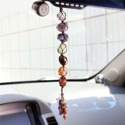 7 chakre pietre prețioase ciucuri pandantiv mașină spirituală Reiki vindecare acasă ornament auto agățat decorare din piatră naturală