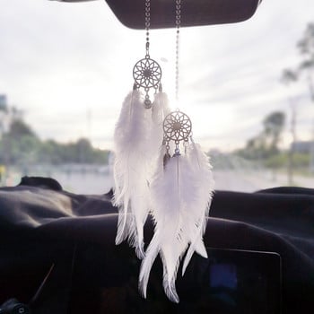 Αξεσουάρ αυτοκινήτου Mini Dream Catcher Εσωτερικό για κορίτσια Κρεμαστό μενταγιόν με φτερό καθρέφτη σε Auto Ethnic διακόσμηση σπιτιού Τυχερό στολίδι αυτοκινήτου