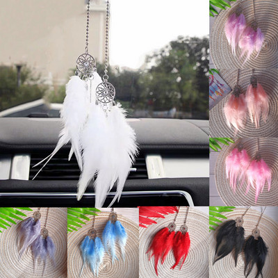 Αξεσουάρ αυτοκινήτου Mini Dream Catcher Εσωτερικό για κορίτσια Κρεμαστό μενταγιόν με φτερό καθρέφτη σε Auto Ethnic διακόσμηση σπιτιού Τυχερό στολίδι αυτοκινήτου
