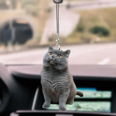 Δισδιάστατο χαριτωμένο γάτα κουταβάκι αυτοκίνητο Κρεμαστό μοντέλο προσομοίωσης σκύλου γατάκι Δημιουργικό ντεκόρ εσωτερικού αυτοκινήτου Ζώο ακρυλικό μενταγιόν Παιδικό παιχνίδι Δώρο