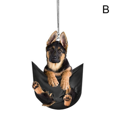 2D mielas katės šuniukas automobilyje pakabinamas kamentas kačiukas šuns modeliavimo modelis kūrybingas automobilio interjero dekoras Gyvūnų akrilo pakabukas vaikiškas žaislas Dovana