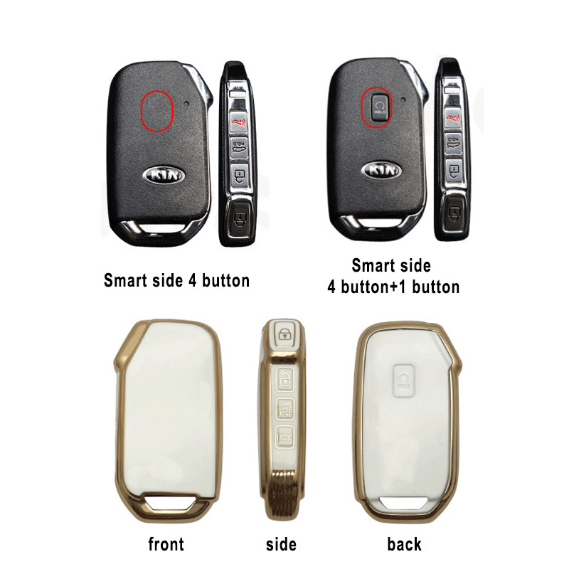 NOU TPU husă pentru chei de mașină Shell Fob pentru Kia Forte Sportage Cerato Telluride Sorento K5 k7 Soul Niro Seltos Gold Edge Shell