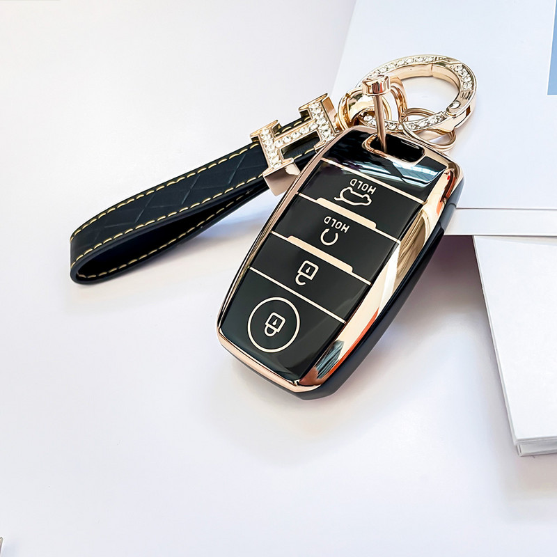 Carcasa moale TPU pentru chei de mașină pentru Kia Rio 2021 Sonet Sorento Optima Forte Niro Sedona Soul Sportage Gold Edge Shell